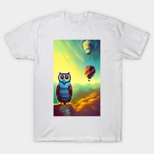 Owl And Hot Air Balloons T-Shirt